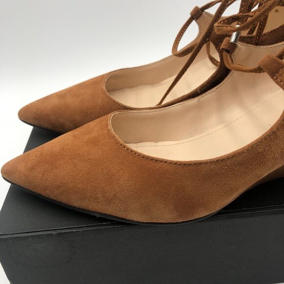 Marc Fisher lace up Heels wedge size 7 M caramel brown Suede MF Willy - Picture 9 of 16